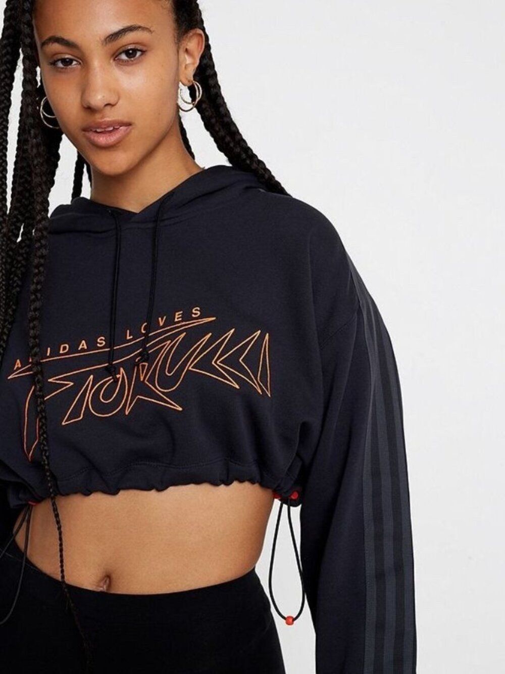 adidas x Fiorucci Cropped Hoodie size M Black and Red